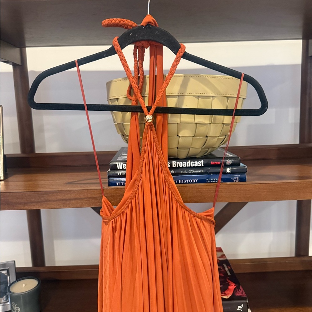 NWT Ronny Kobo Crystal Halter Maxi Dress - Rust - Picture 4 of 7